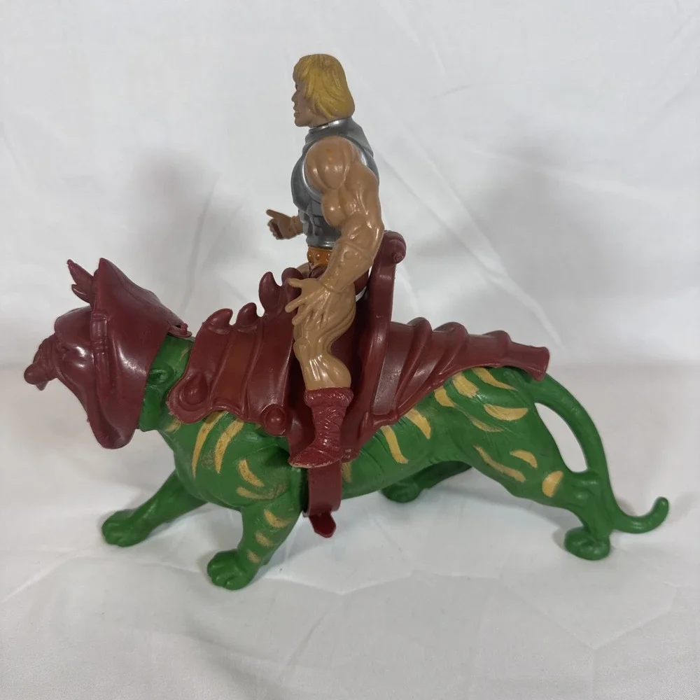 Vintage Mattel He-Man and Battle Cat Action Figure Set Masters of the Universe